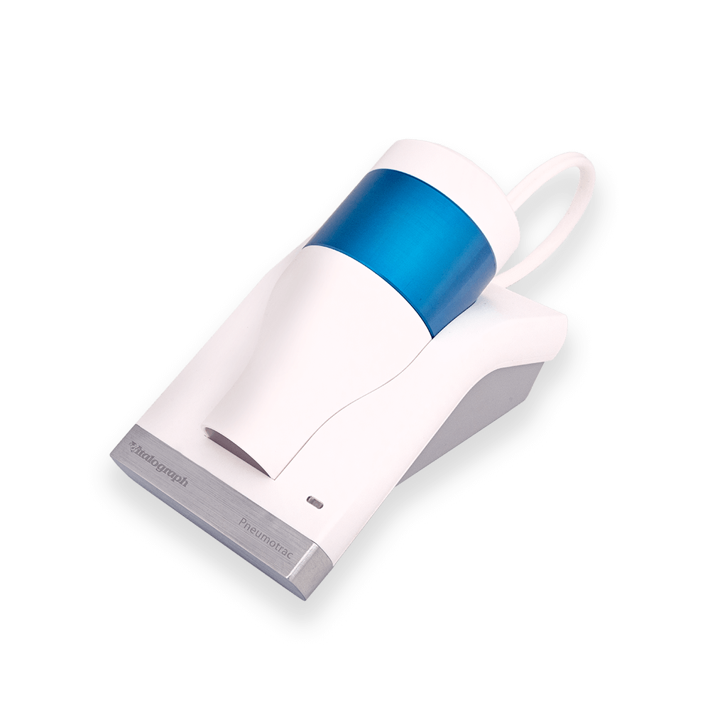 Eine Detailaufnahme des Vitalograph Pneumotrac PC-Spirometer von oben.